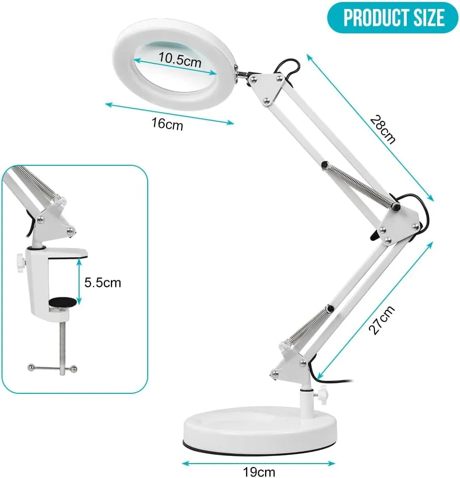 Stona LED lampa sa lupom za manikir – 8X uvećanje ( stalak + stega ) - Slika 8
