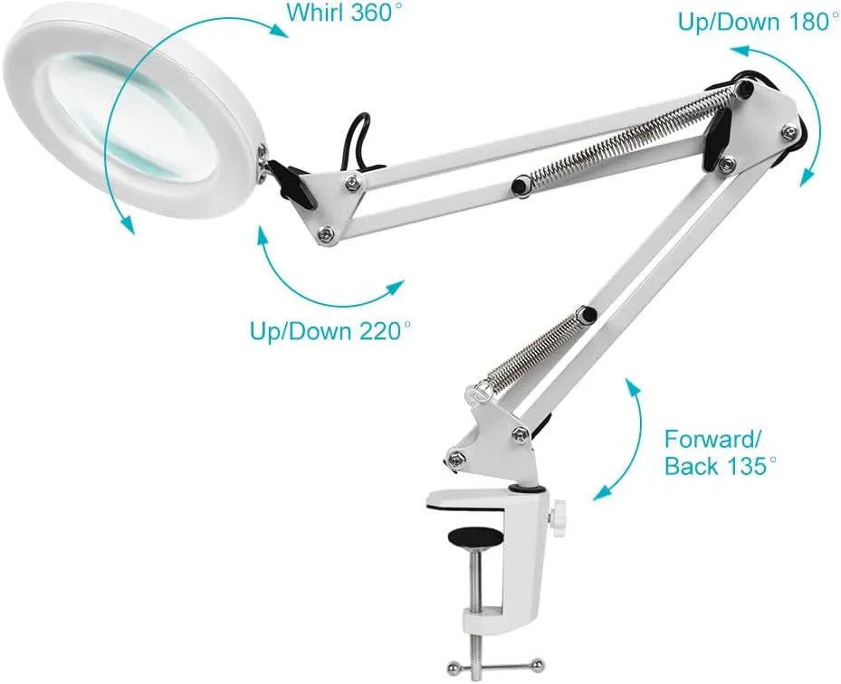Stona LED lampa sa lupom za manikir – 8X uvećanje ( stalak + stega ) - Slika 3