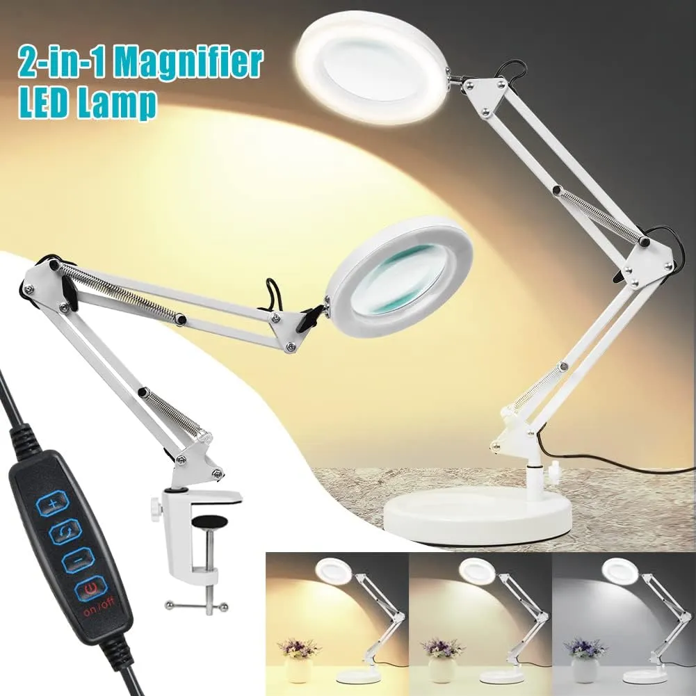 Stona LED lampa sa lupom za manikir – 8X uvećanje ( stalak + stega ) - Slika 4
