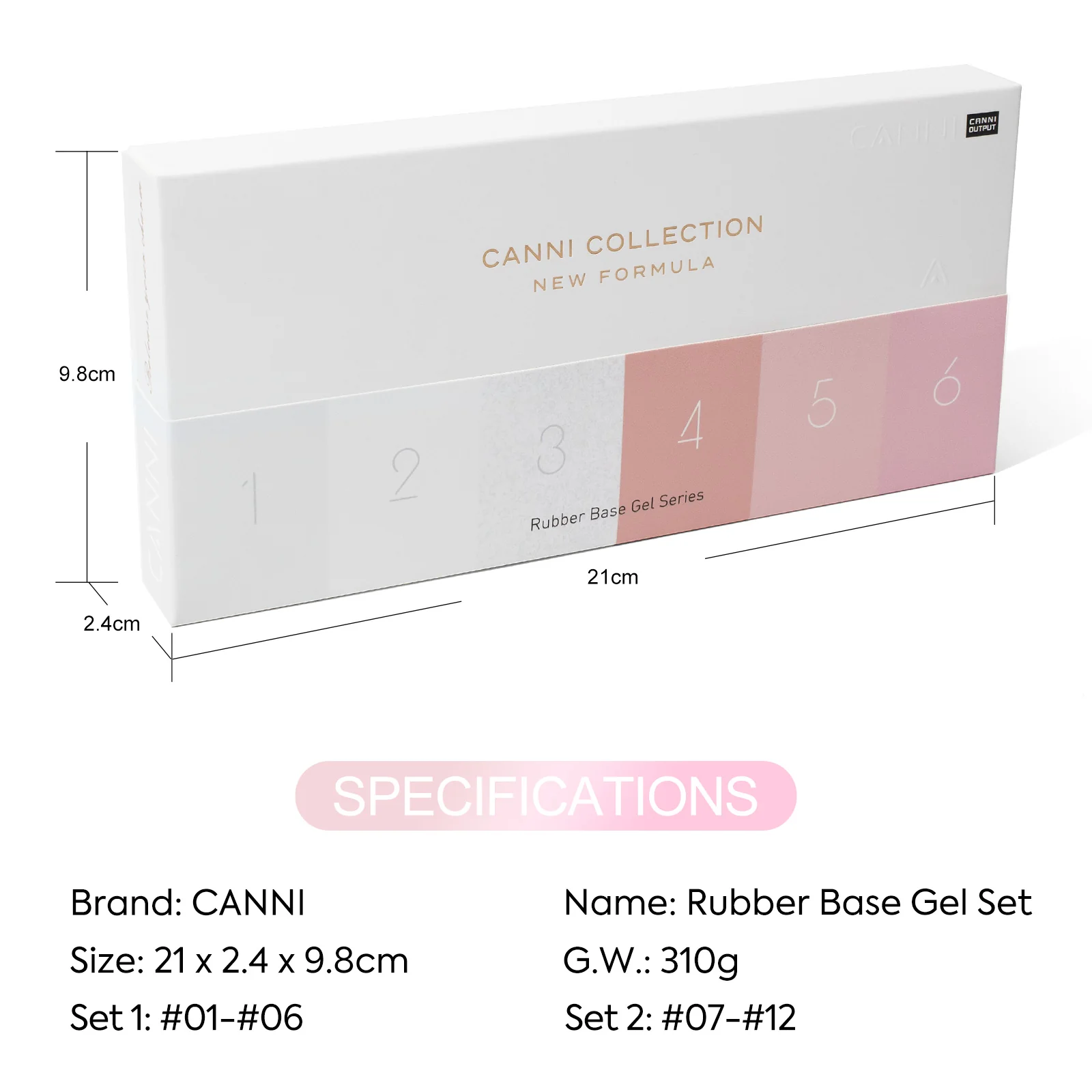CANNI 9 ml Ruber baza gel – Set od 6 nijansi br. 1 – Hema / TPO free - Slika 14