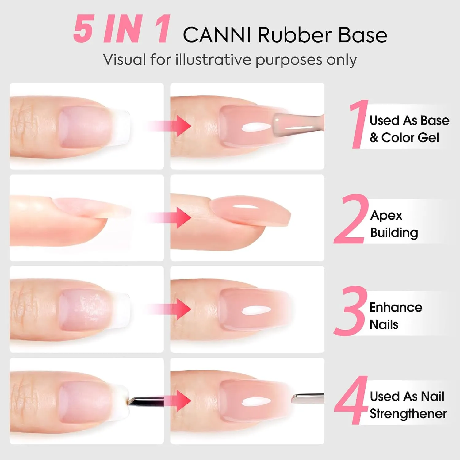 CANNI 9 ml Ruber baza gel – Set od 6 nijansi br. 1 – Hema / TPO free - Slika 19
