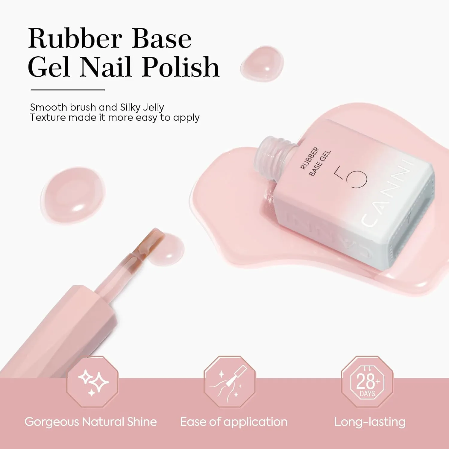 CANNI 9 ml Ruber baza gel – Set od 6 nijansi br. 1 – Hema / TPO free - Slika 13