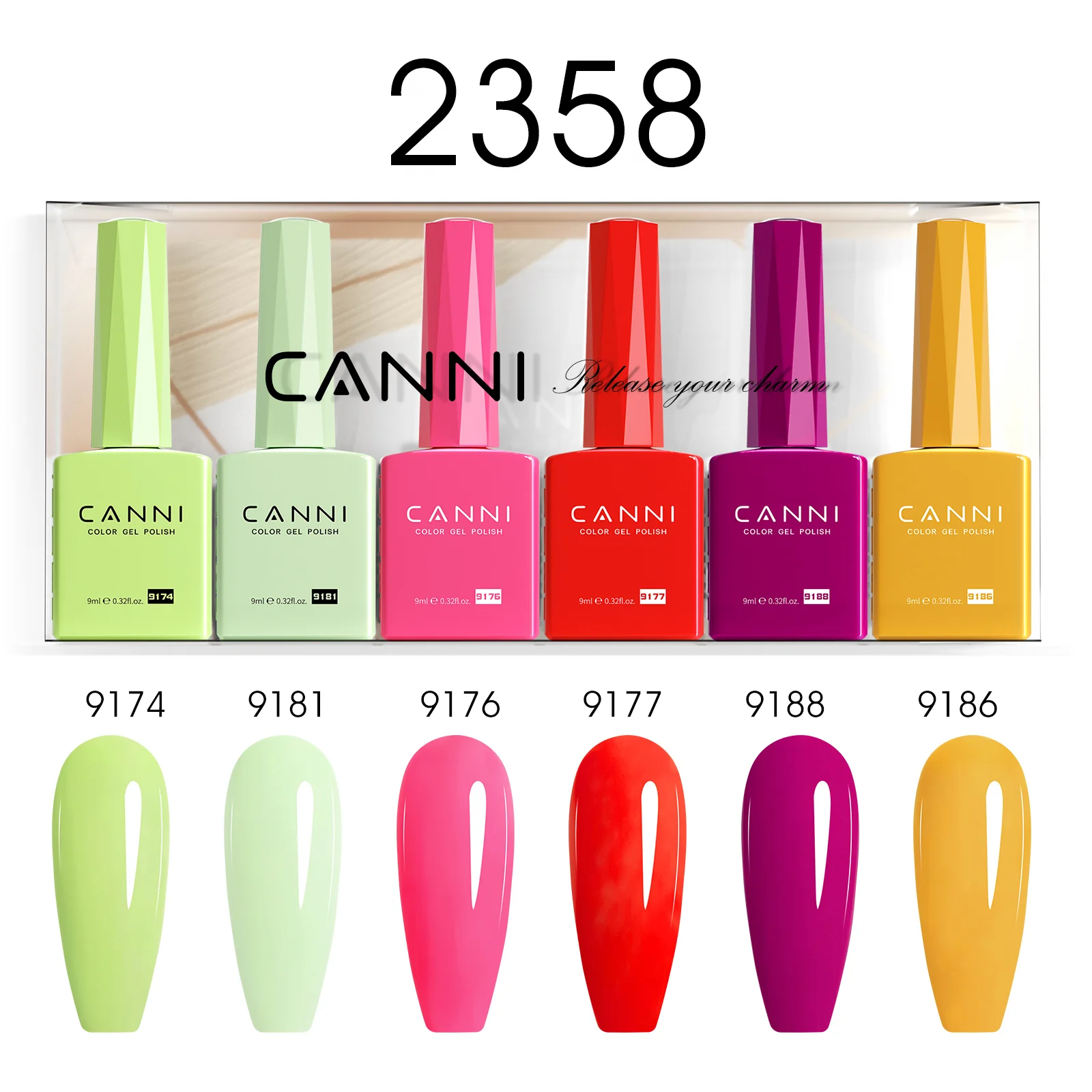 CANNI set gel lakova 2358 sa šest HEMA Free UV/LED nijansi od 9 ml