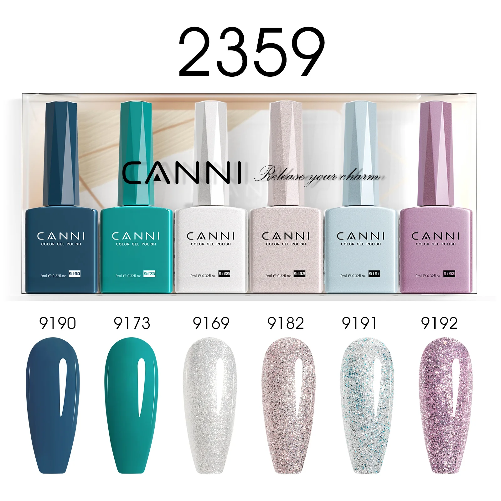 CANNI set gel lakova 2359 sa šest HEMA Free UV/LED nijansi od 9 ml
