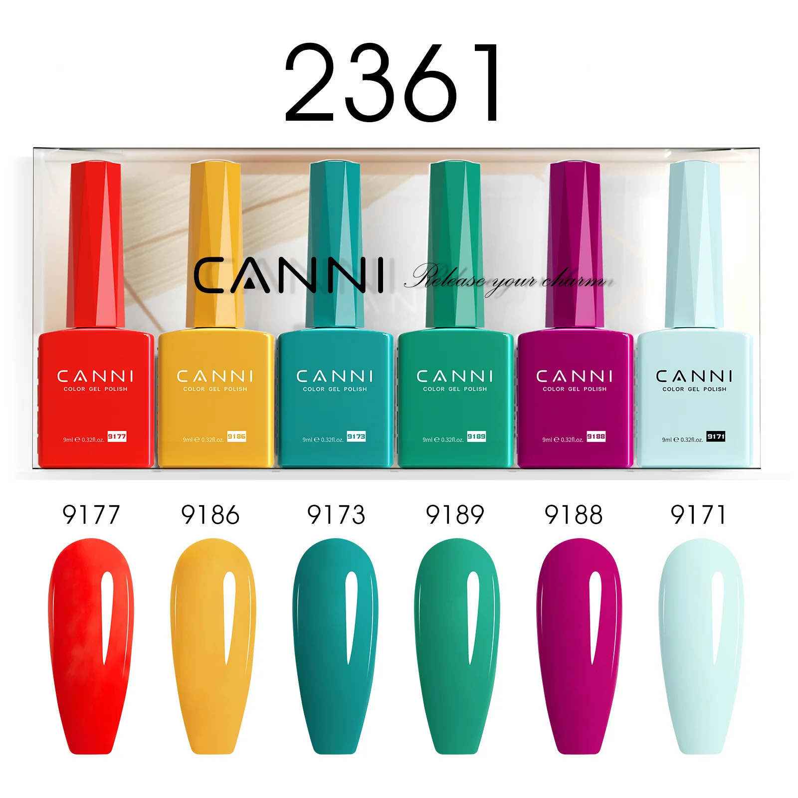 CANNI set gel lakova 2361 sa šest HEMA Free UV/LED nijansi od 9 ml