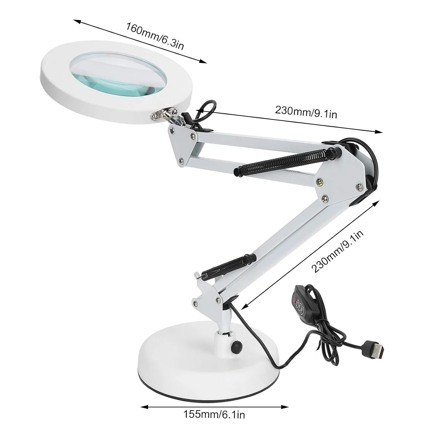 Stona LED lampa sa lupom za manikir 8X uvecanje – 3 boje svetlosti - Slika 7