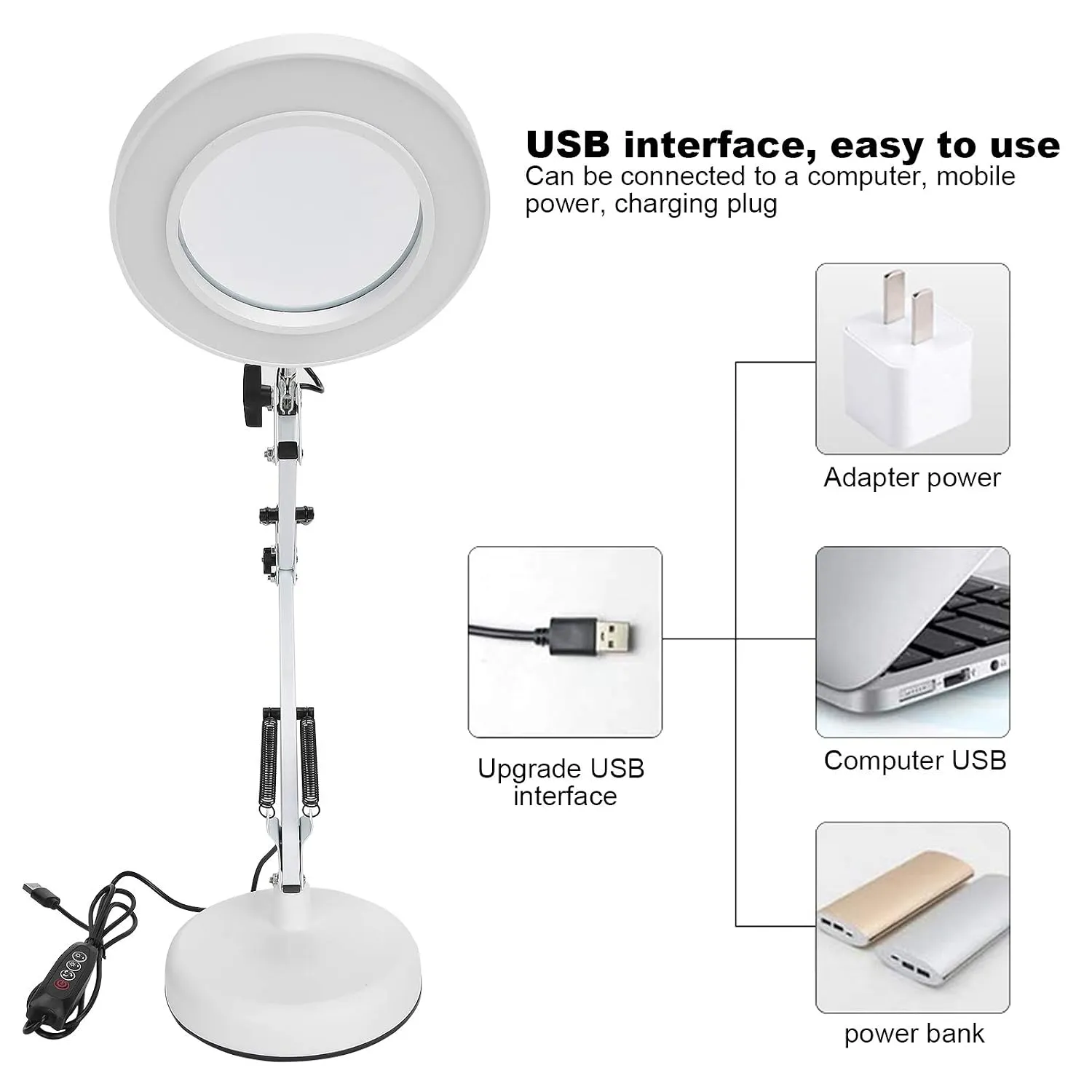 Stona LED lampa sa lupom za manikir 8X uvecanje – 3 boje svetlosti - Slika 6