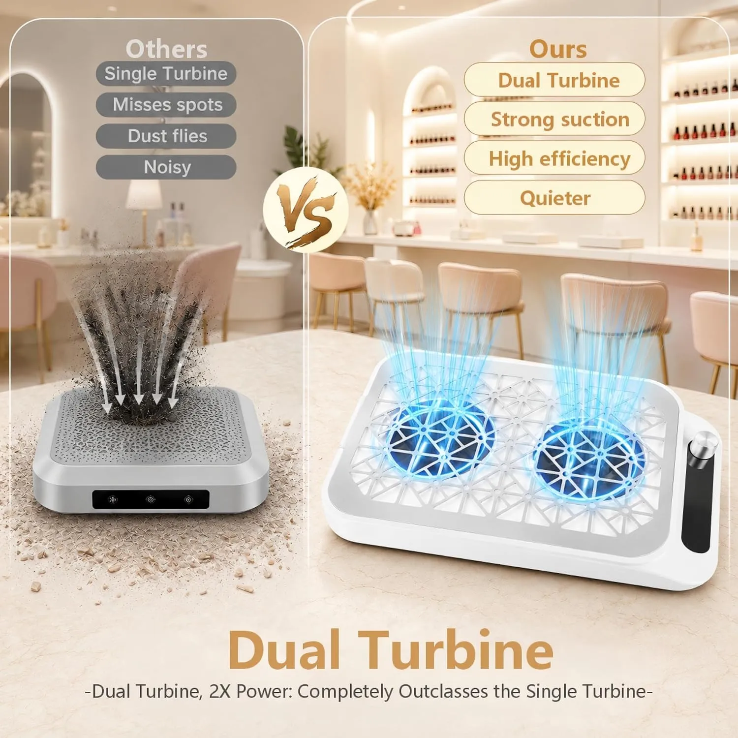 Profesionalni aspirator za nokte 858-20 Dual Turbo – dve turbine, LCD displej i 15 filtera - Slika 5
